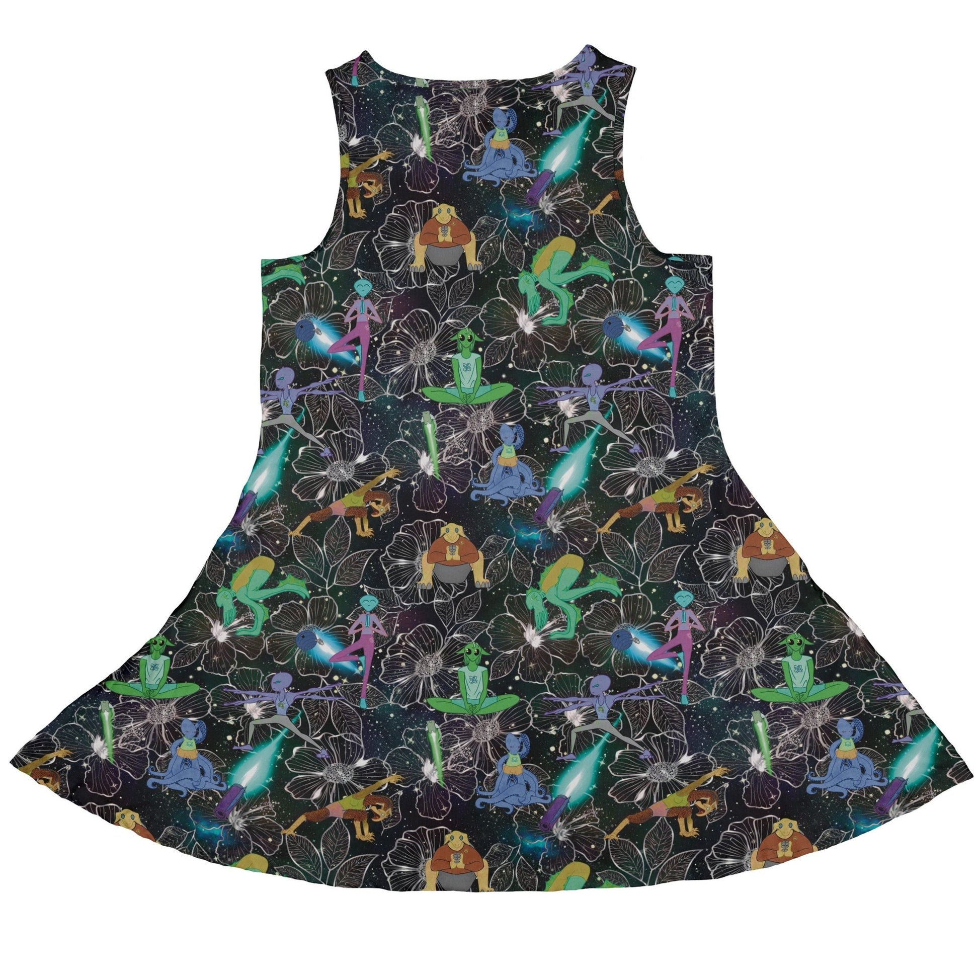 Space Alien Yoga Black Dress Geek Nerd Designs by Nathan lx - C outer space & astronaut print
