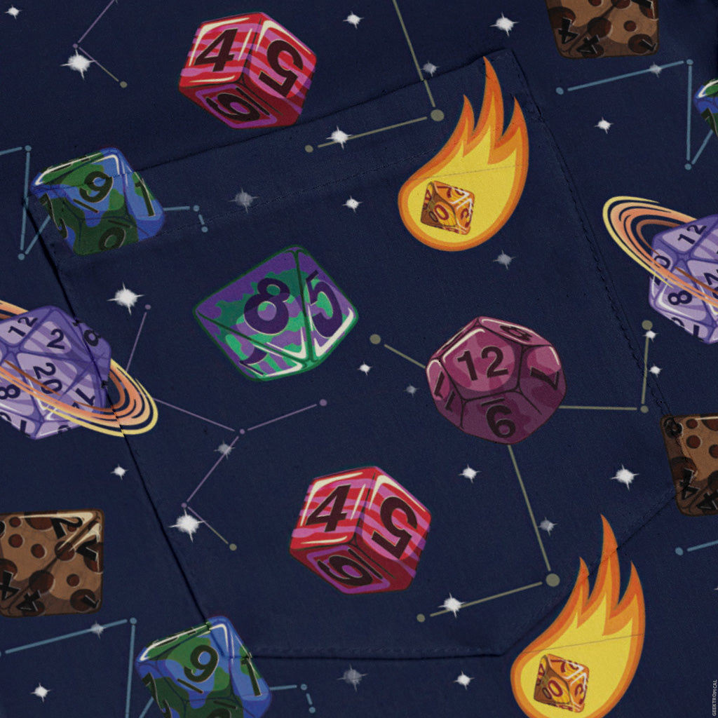 Space DND Dice Planets Long Sleeve Button Up Shirt