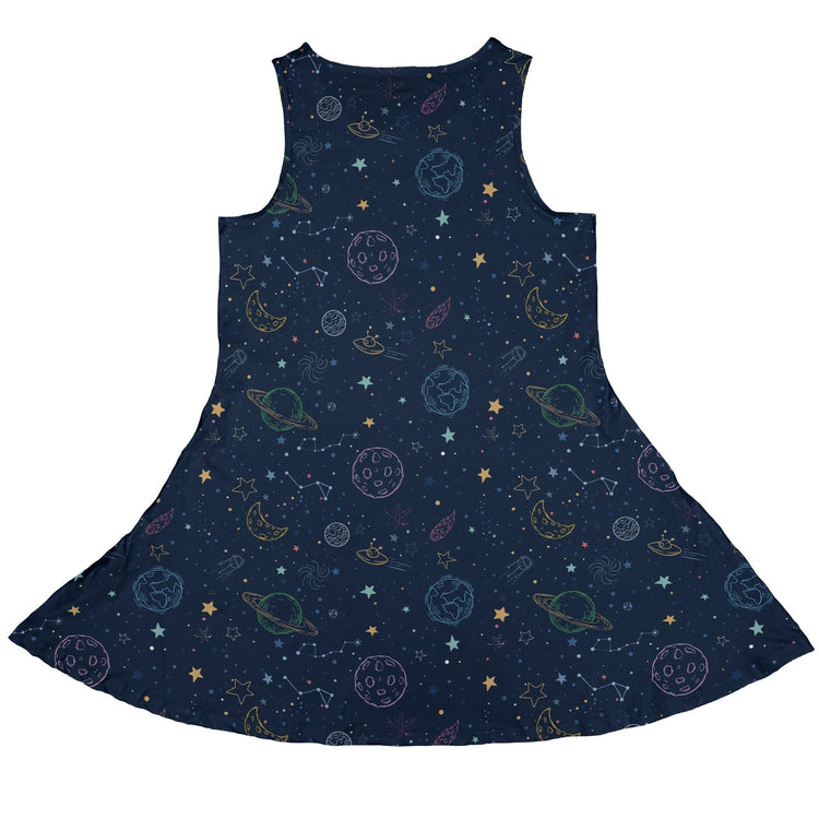 Space Doodles Blue Dress Geek Nerd lx - C outer space & astronaut print Simple Patterns