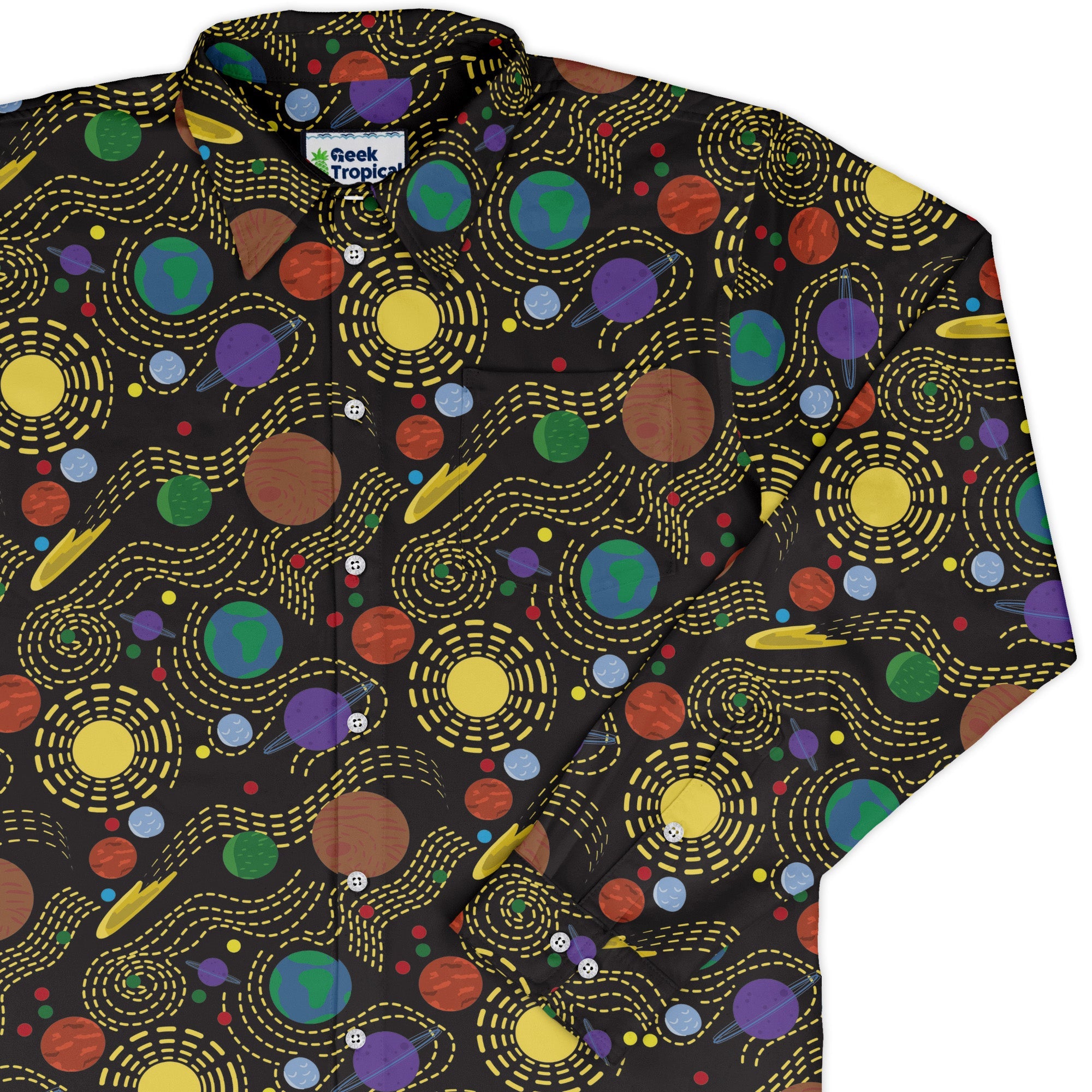 Space Explorers Long Sleeve Button Up Shirt
