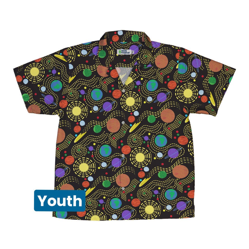 Space Explorers Youth Hawaiian Shirt - Design by Heather Davenport - outer space & astronaut print - Q3