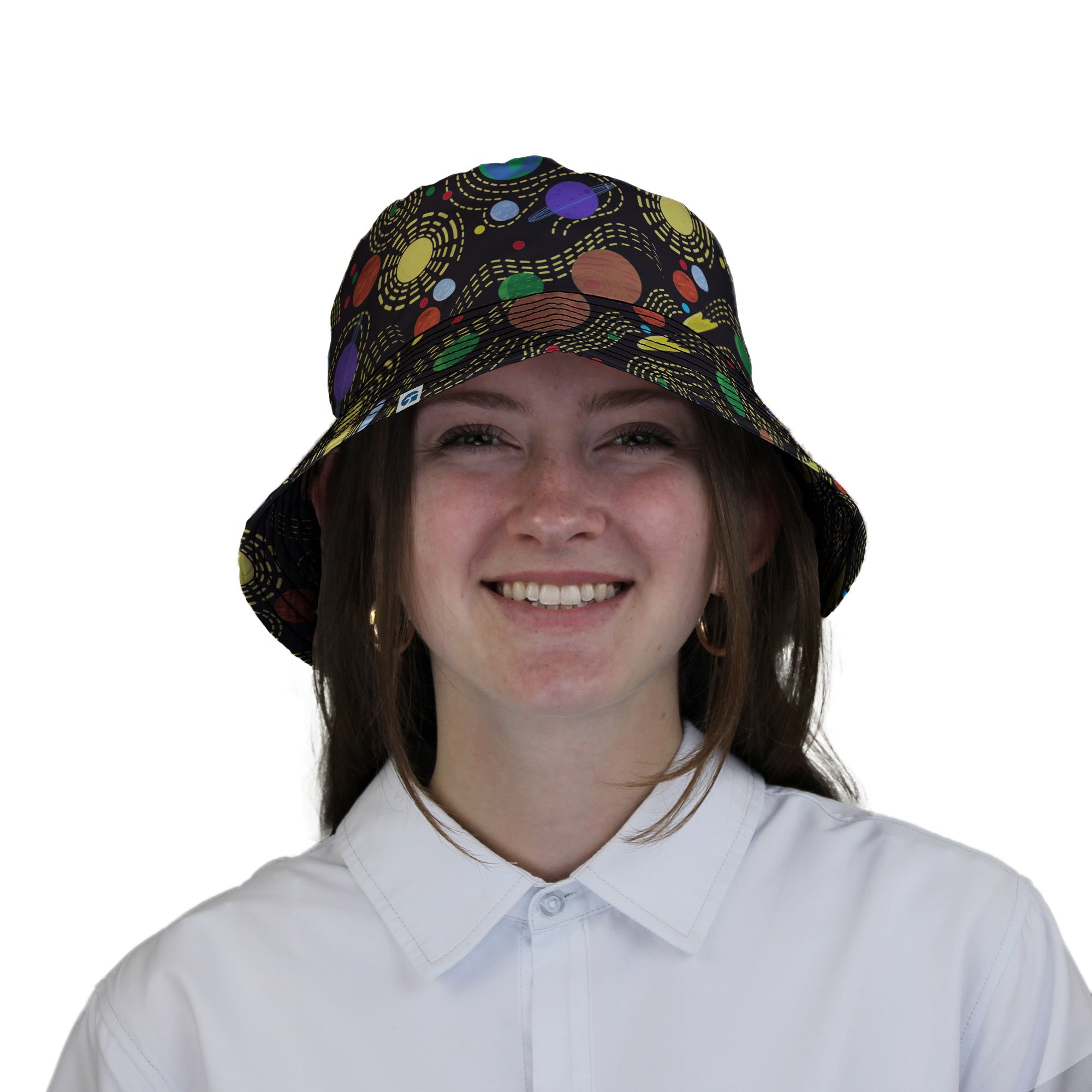 Space Explorers Bucket Hat - Design by Heather Davenport - lx - B - outer space & astronaut print