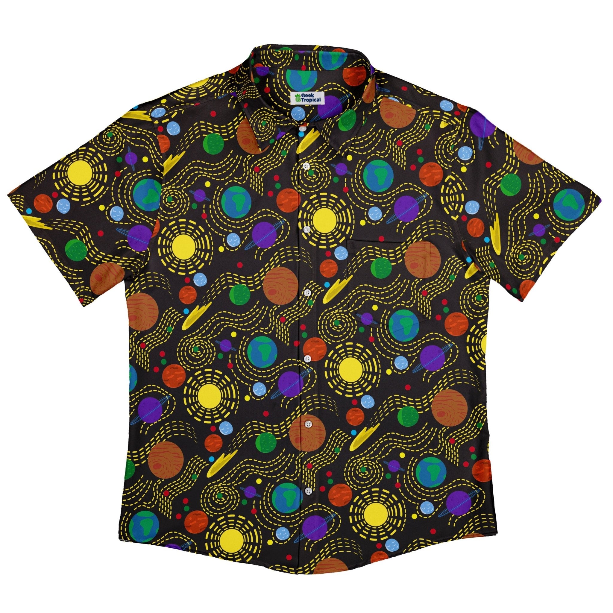 Space Explorers Button Up Shirt - adult sizing - Design by Heather Davenport - outer space & astronaut print