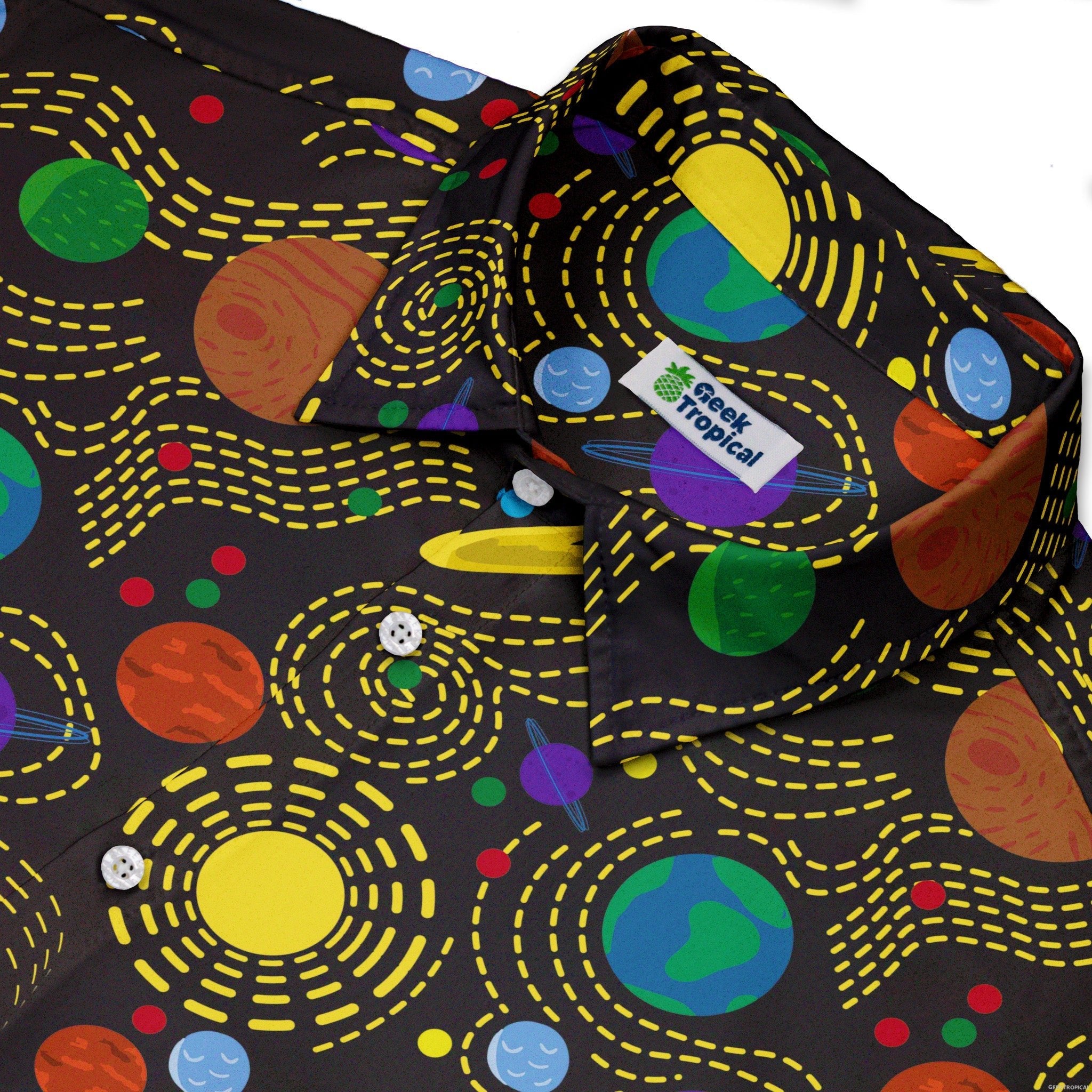 Space Explorers Button Up Shirt - adult sizing - Design by Heather Davenport - outer space & astronaut print