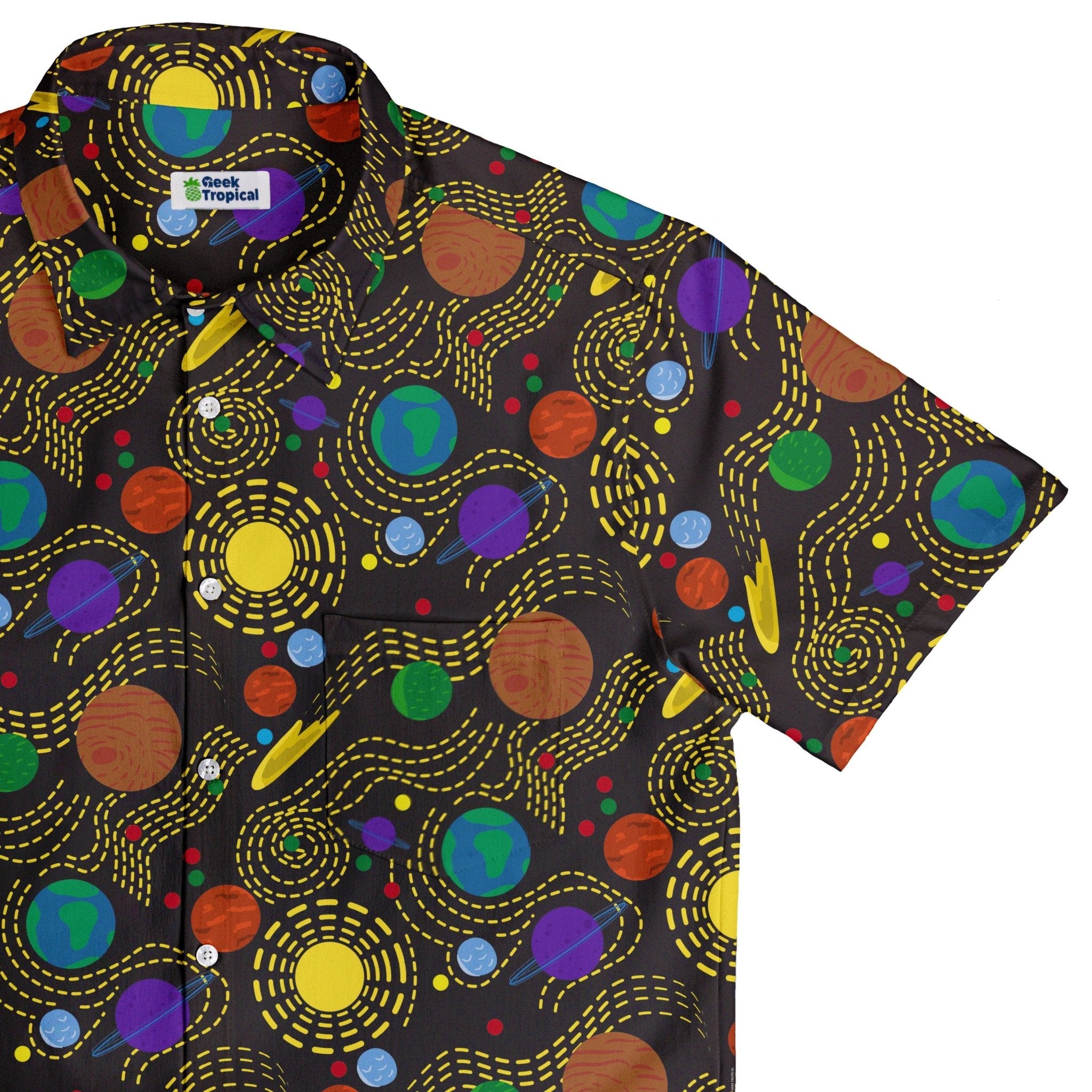 Space Explorers Button Up Shirt - adult sizing - Design by Heather Davenport - outer space & astronaut print