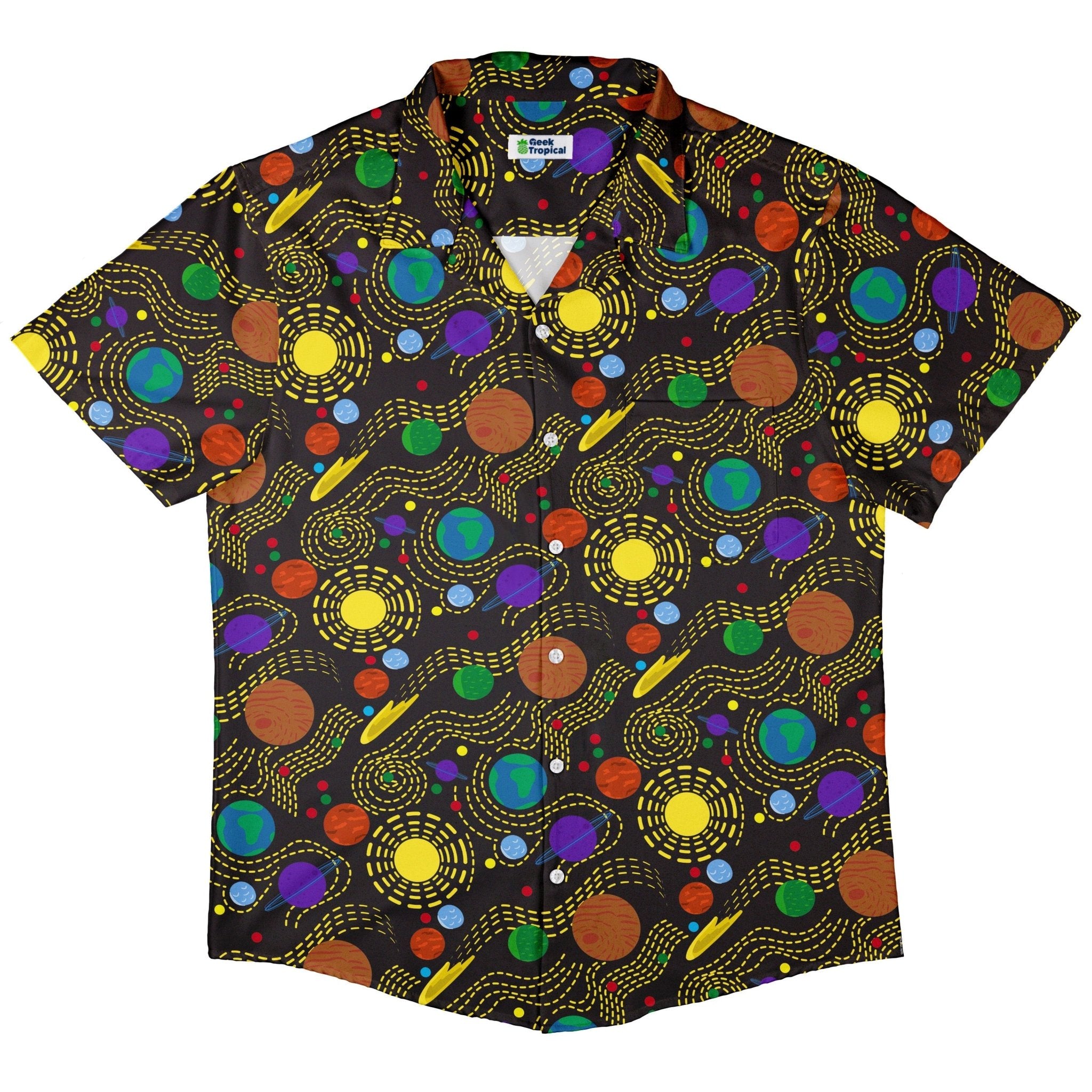 Space Explorers Button Up Shirt - adult sizing - Design by Heather Davenport - outer space & astronaut print