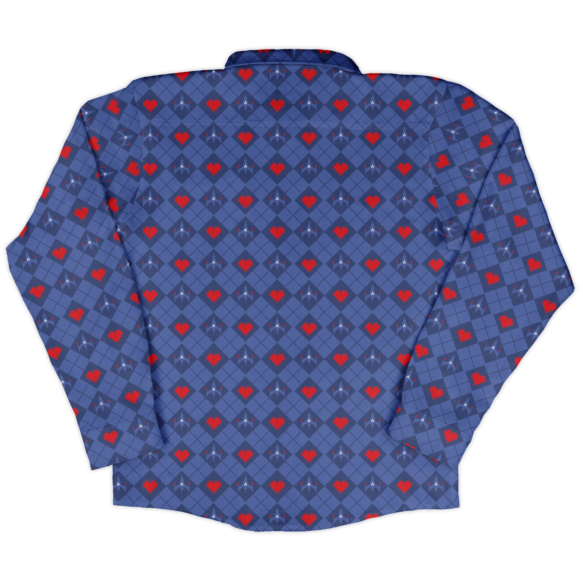 Space Fighter Heart Long Sleeve Button Up Shirt