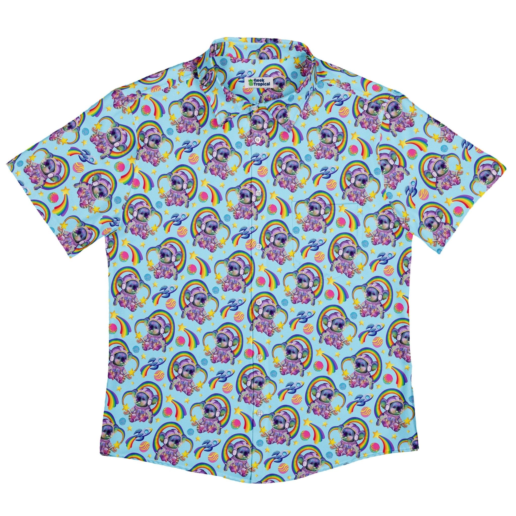 Space Koala Button Up Shirt - adult sizing - Animal Patterns - Design by Carla Morrow