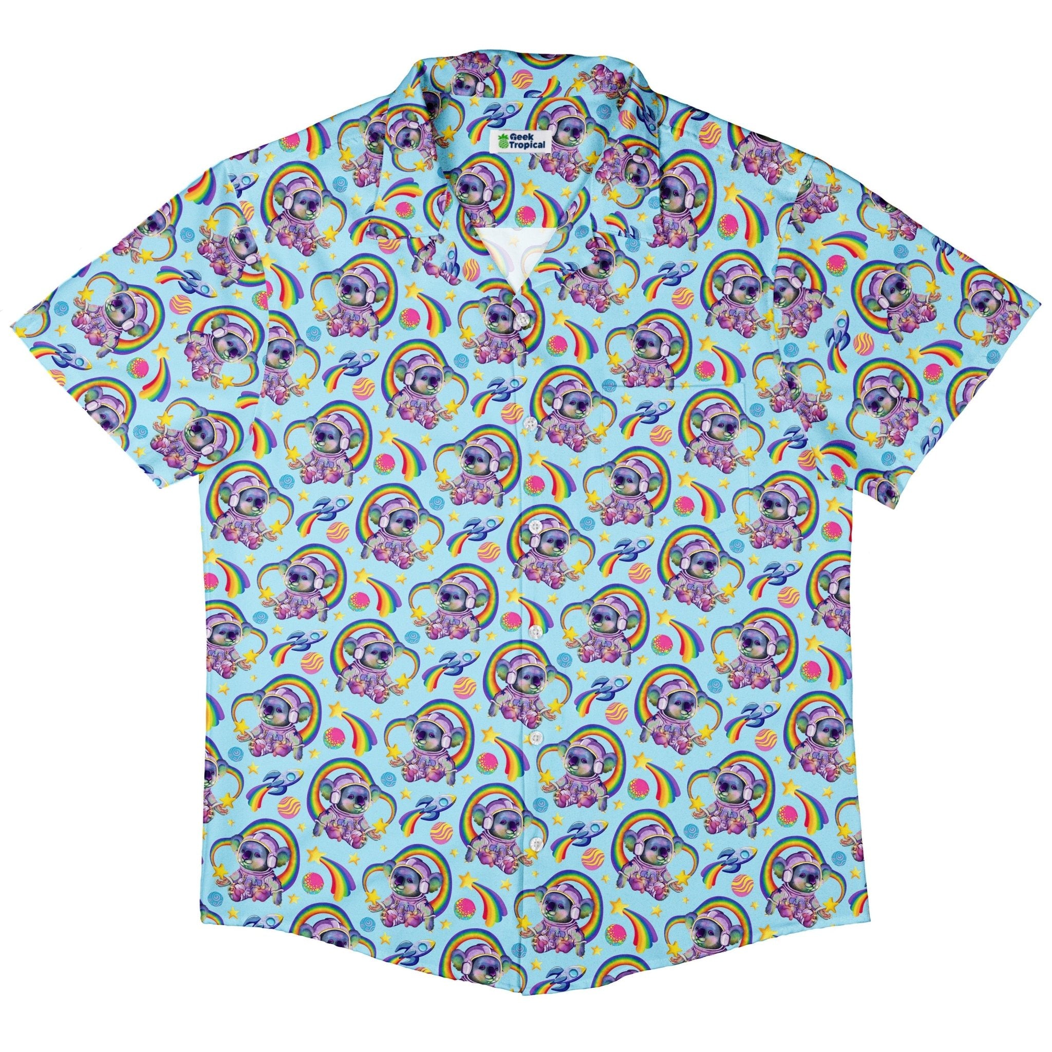 Space Koala Button Up Shirt - adult sizing - Animal Patterns - Design by Carla Morrow