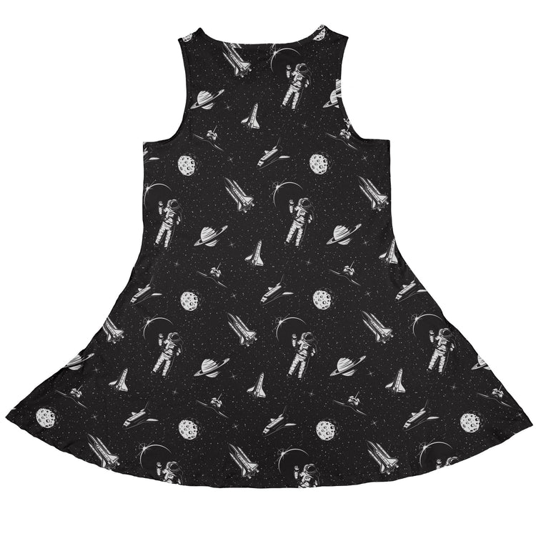 Space Mission Black Outer Space Dress Geek Nerd lx - C outer space & astronaut print Simple Patterns