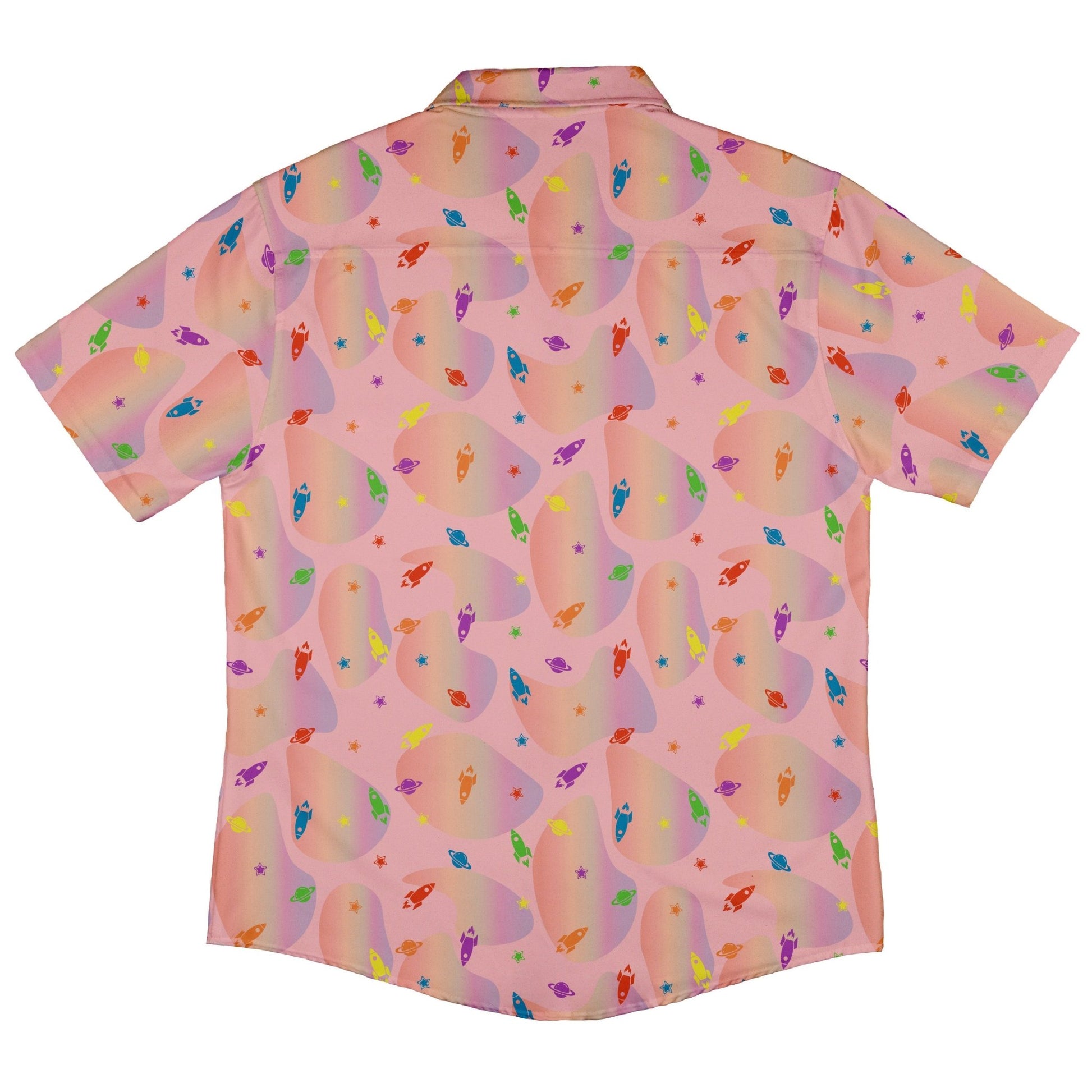 Space Pride Pink Button Up Shirt - adult sizing - outer space & astronaut print - Pride Patterns