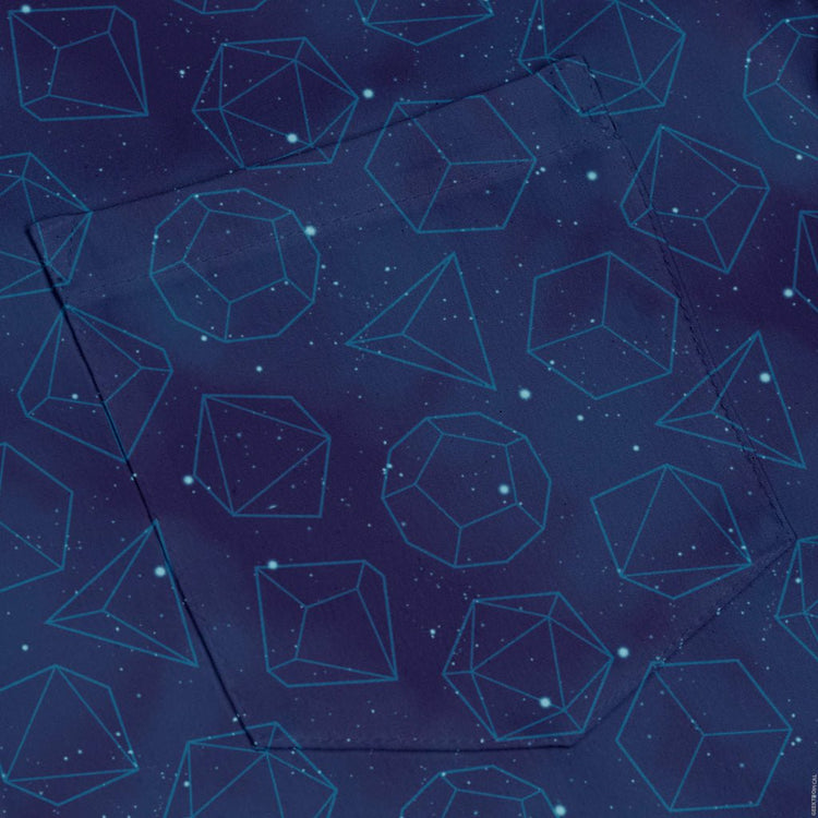 Space RPG Dice Blue Dnd Long Sleeve Button Up Shirt Geek Nerd adult sizing dnd & rpg print FLOW DESC WRITING