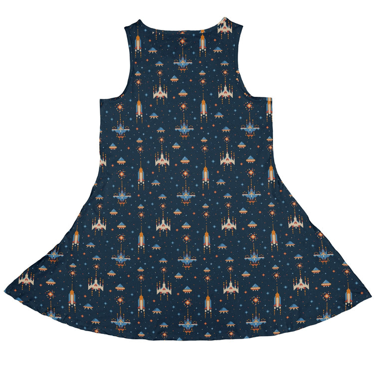 Space Retro Arcade Dress Geek Nerd lx - C outer space & astronaut print video game arcade print