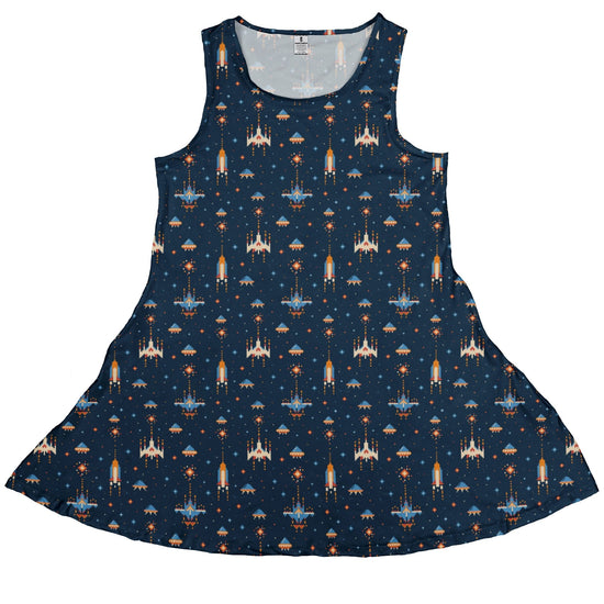 Space Retro Arcade Dress Geek Nerd lx - C outer space & astronaut print video game arcade print