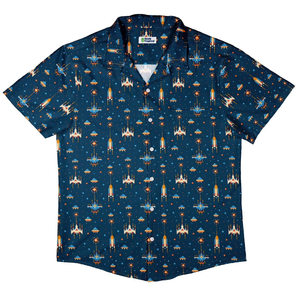 Space Retro Arcade Button Up Shirt | Geek Tropical