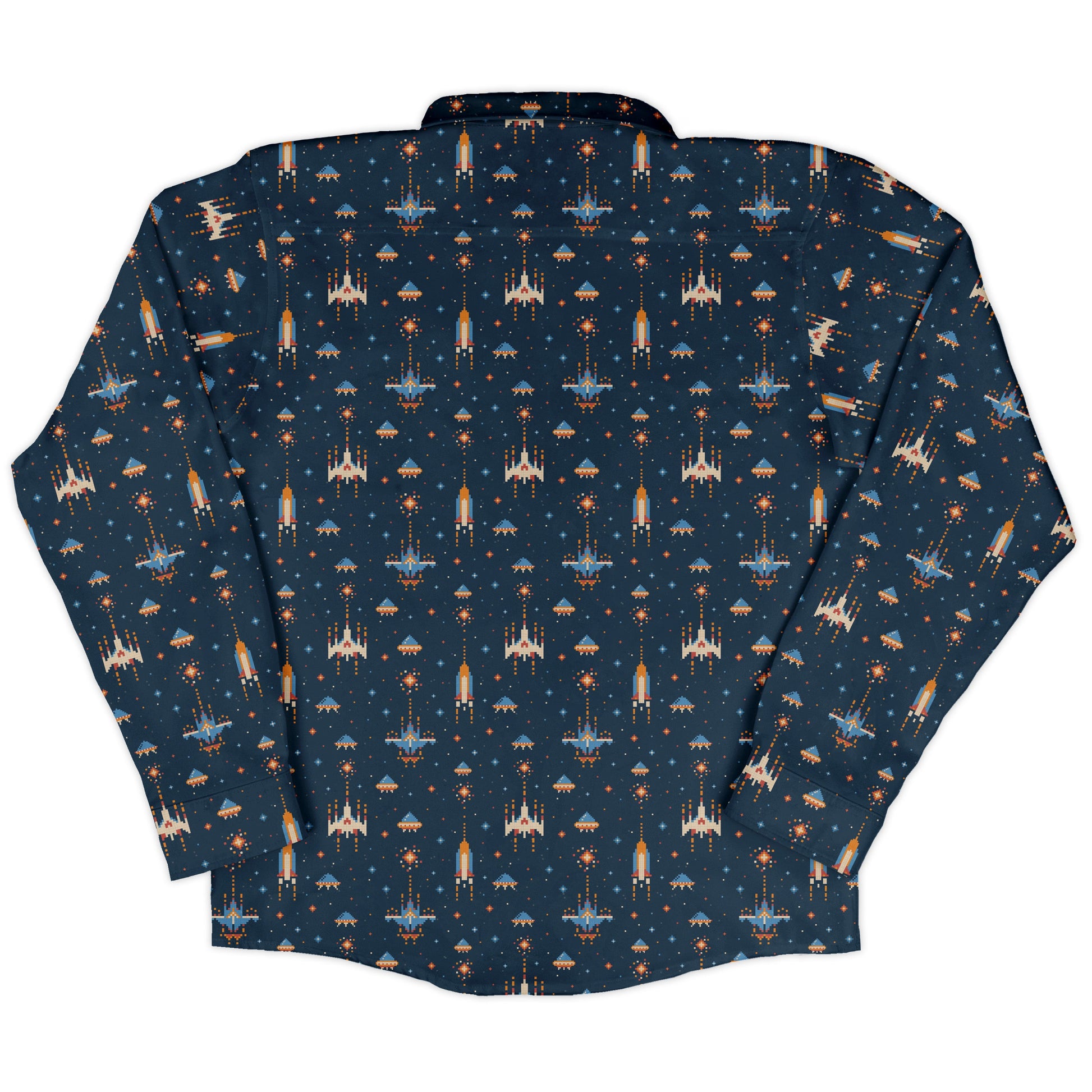 Space Retro Arcade Long Sleeve Button Up Shirt
