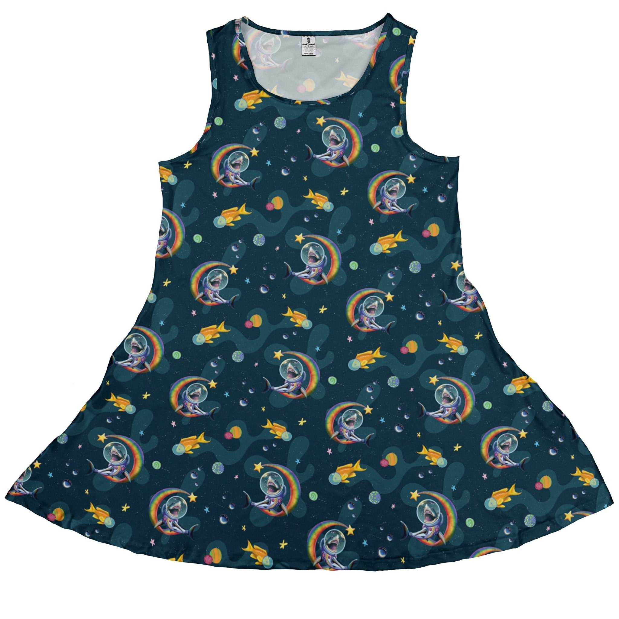 Space Sharks Dress Geek Nerd Animal Patterns Design by Carla Morrow lx - C