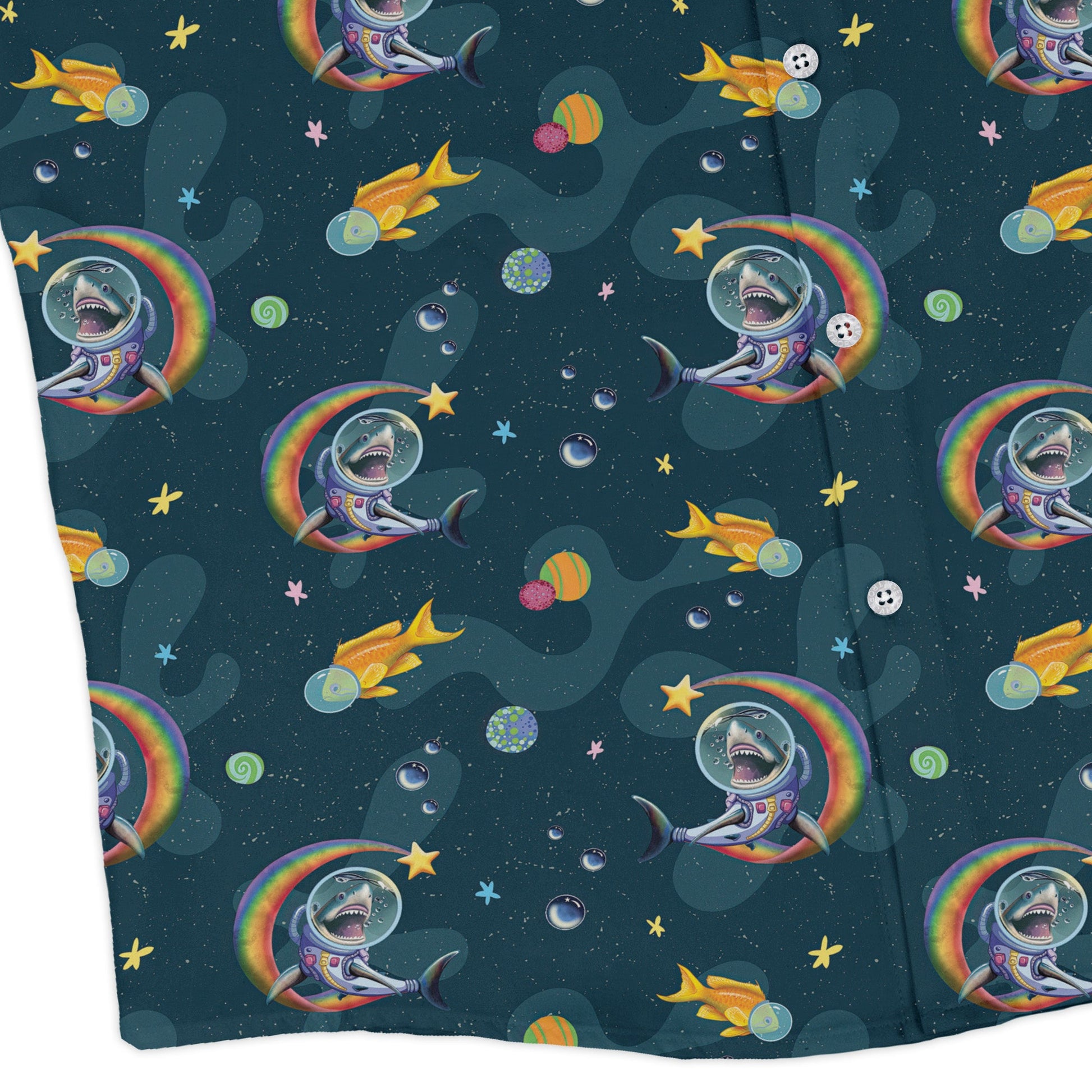 Space Sharks Long Sleeve Button Up Shirt