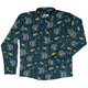 Space Sharks Long Sleeve Button Up Shirt Geek Nerd adult sizing Animal Patterns Design by Carla Morrow