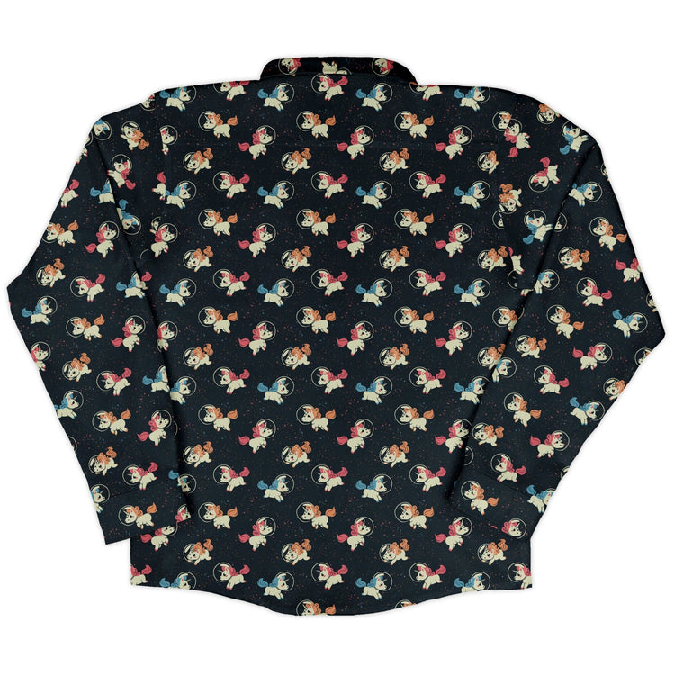 Space Unicorns Long Sleeve Button Up Shirt Geek Nerd 0925 adult sizing All Adult Button Up Shirts