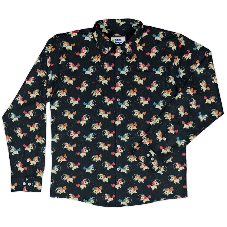 Space Unicorns Long Sleeve Button Up Shirt Geek Nerd 0925 adult sizing All Adult Button Up Shirts