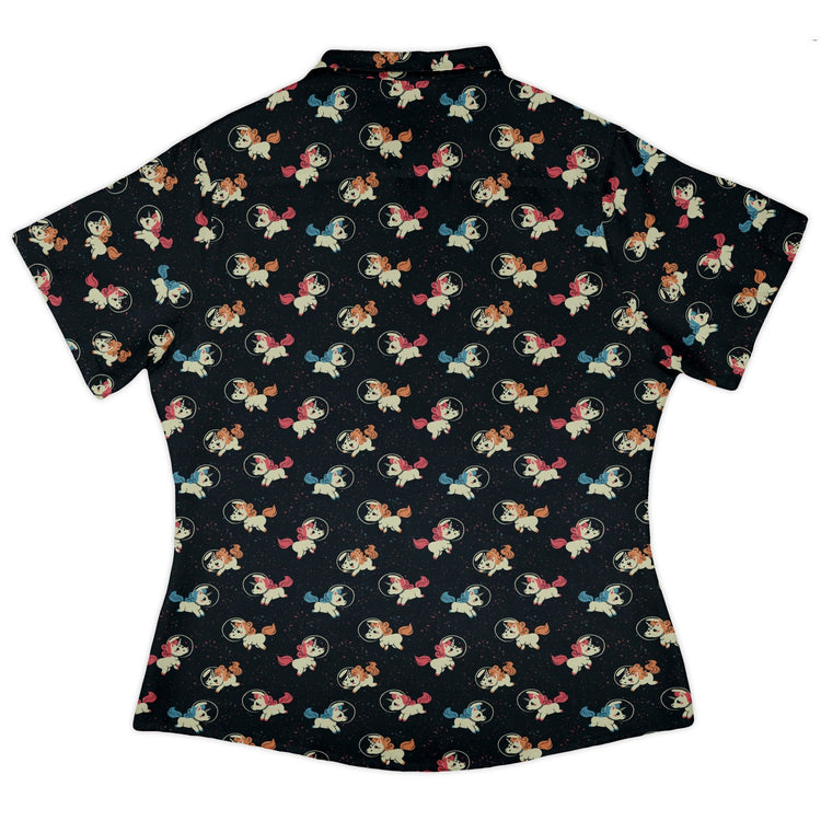 Space Unicorns Curvy Button Up Shirt Geek Nerd 0925 All Adult Button Up Shirts Design by Tobe Fonseca