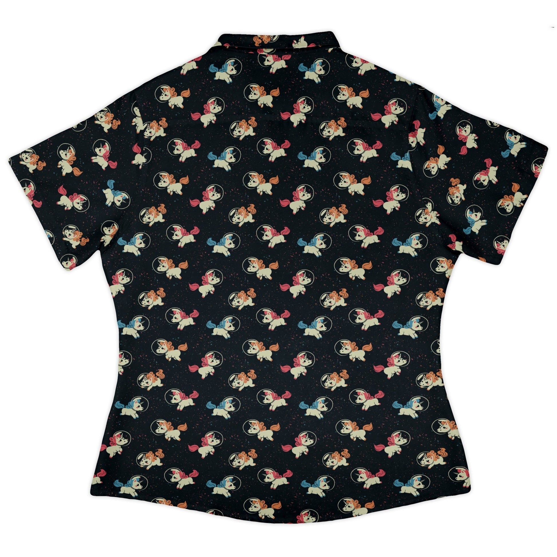 Space Unicorns Curvy Button Up Shirt Geek Nerd 0925 All Adult Button Up Shirts Design by Tobe Fonseca