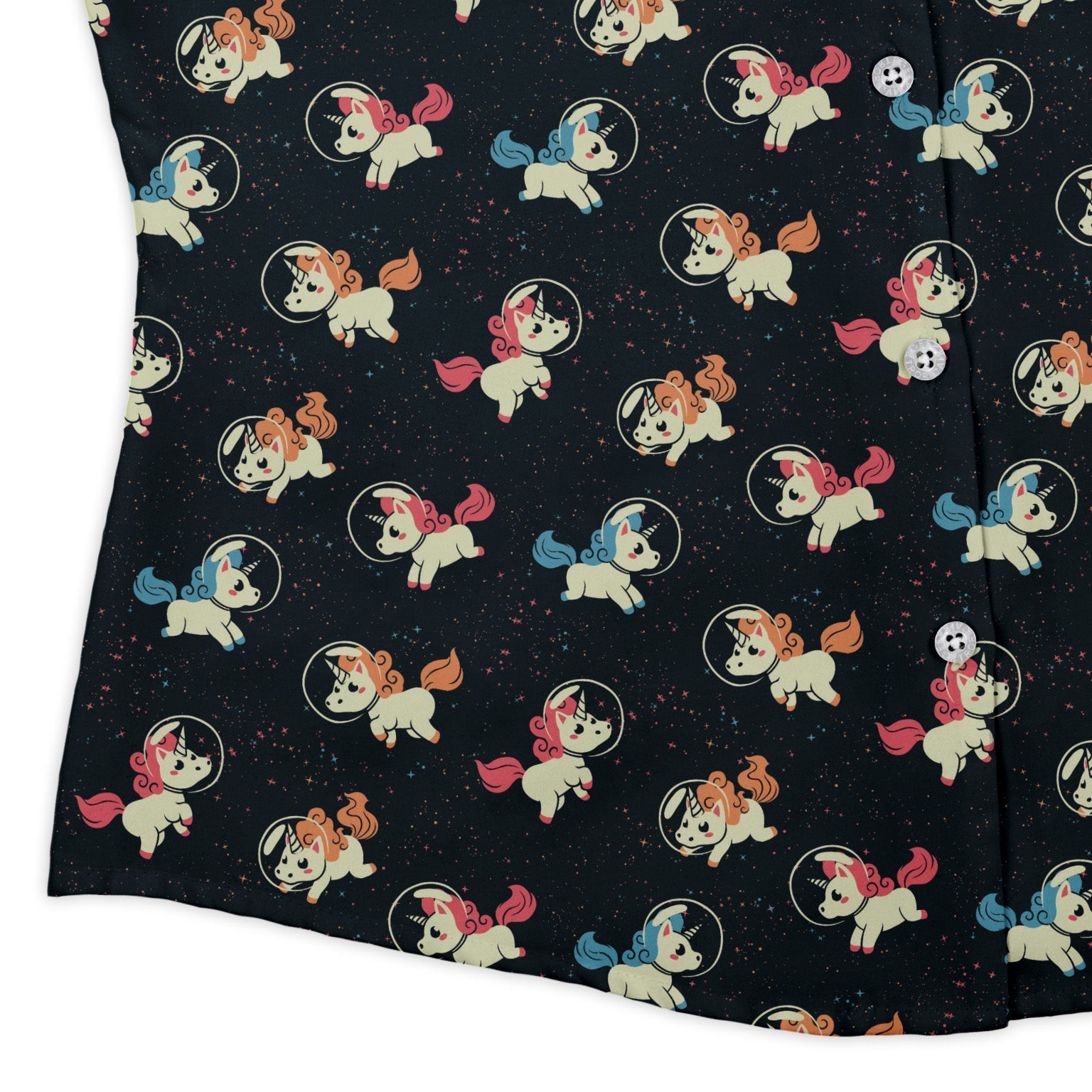 Space Unicorns Curvy Button Up Shirt Geek Nerd 0925 All Adult Button Up Shirts Design by Tobe Fonseca