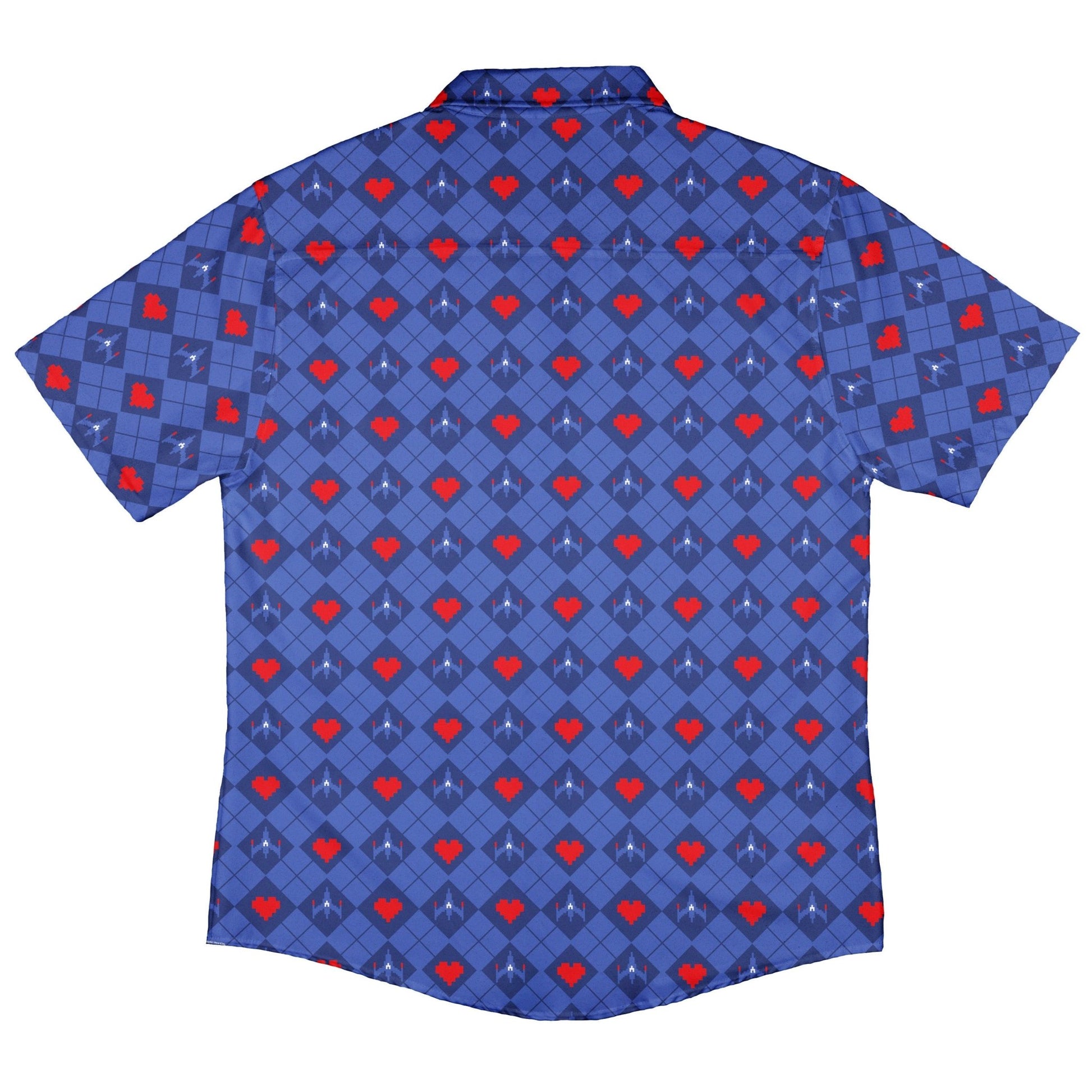 Space Fighter Heart Button Up Shirt Geek Nerd adult sizing Design by Heather Davenport q225