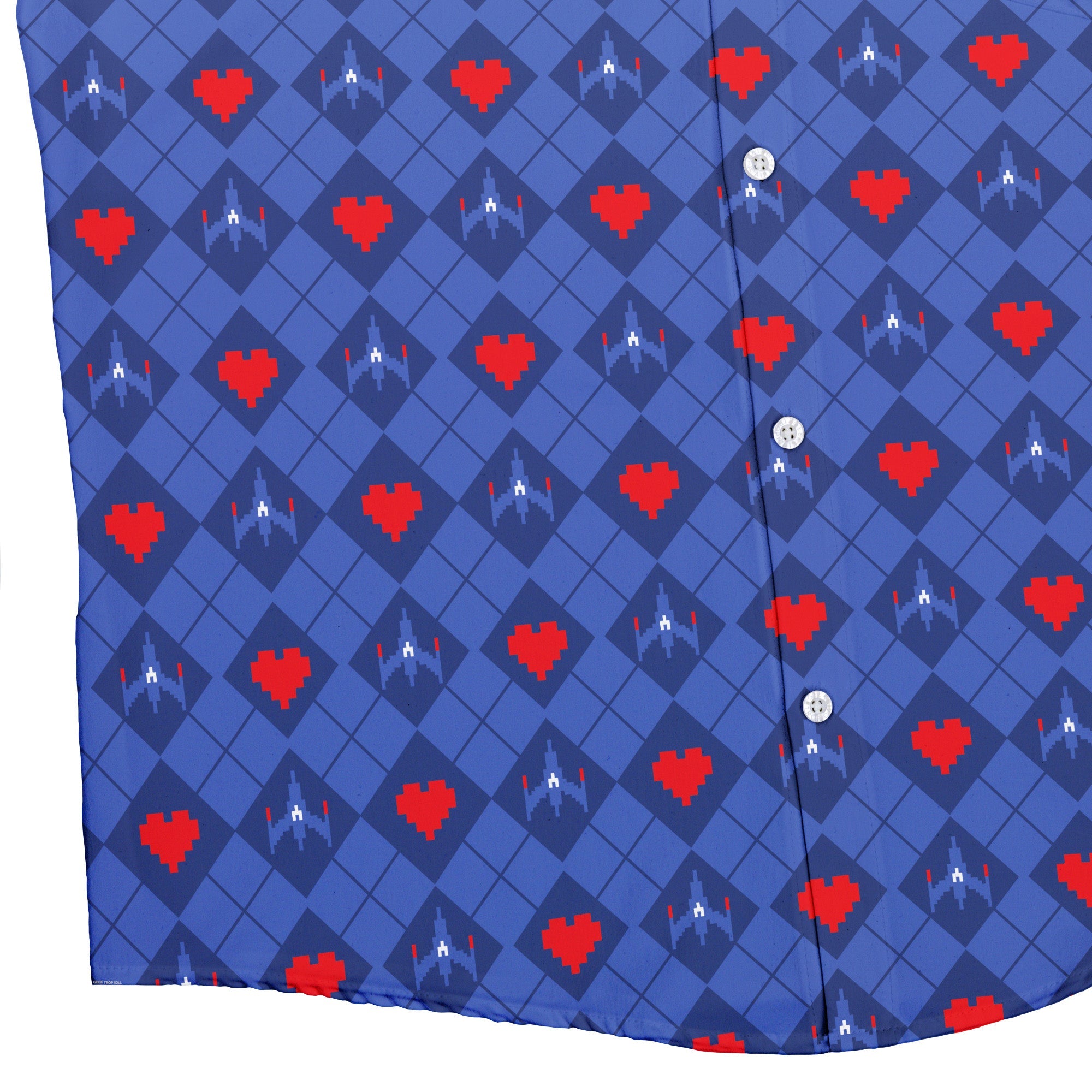 Space Fighter Heart Button Up Shirt Geek Nerd adult sizing Design by Heather Davenport q225
