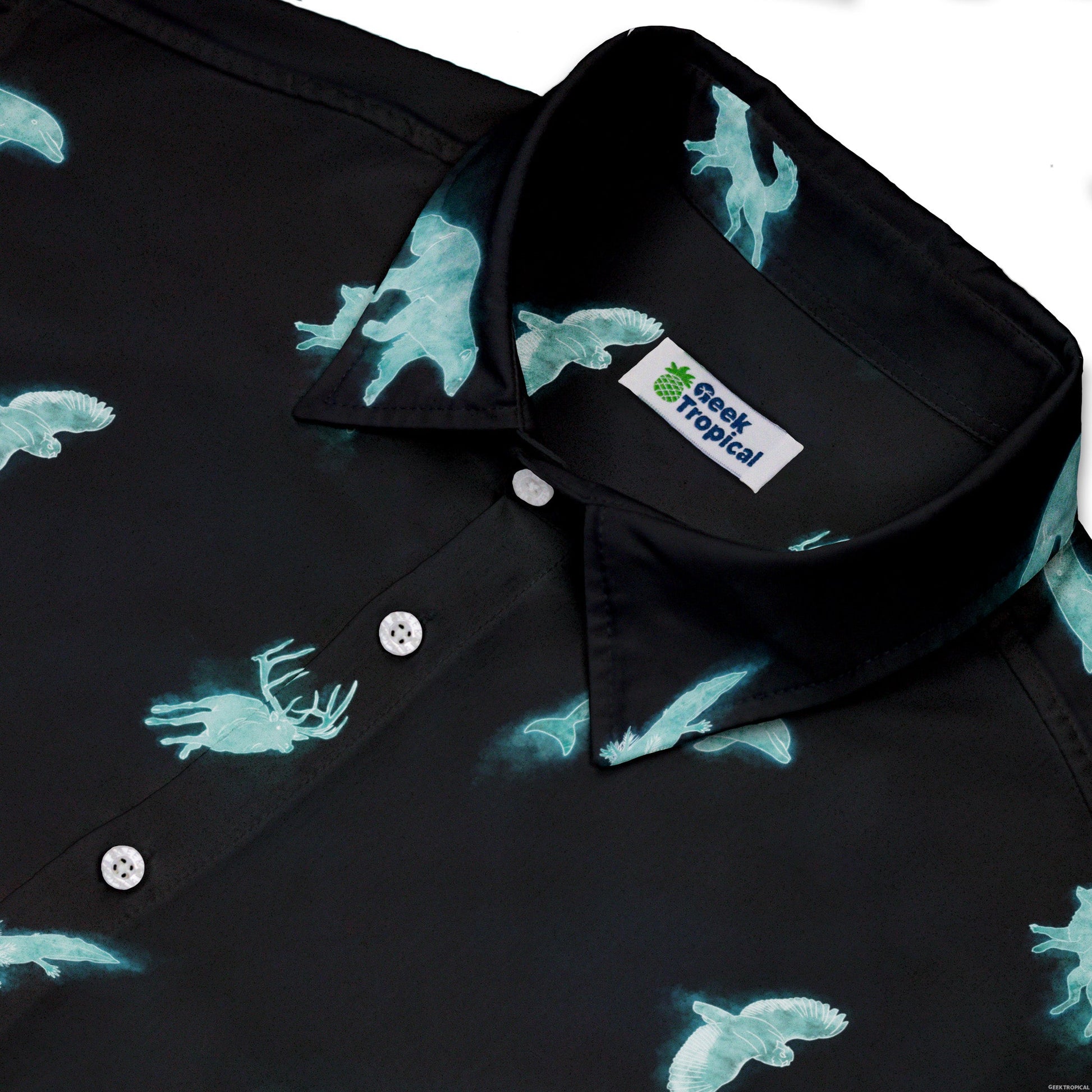 Spirit Animals Button Up Shirt Geek Nerd adult sizing animal patterns Designs by Nathan