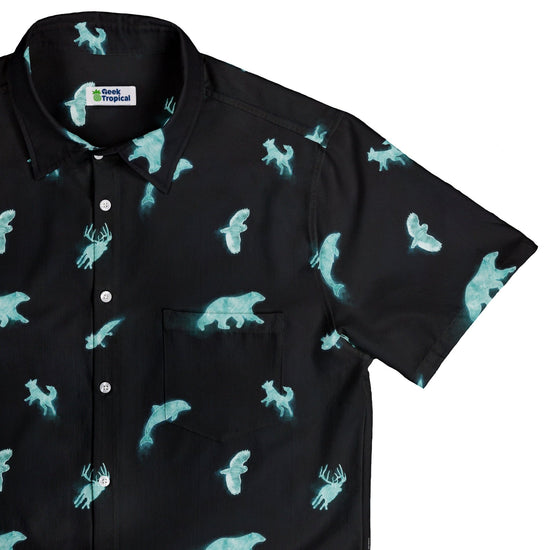 Spirit Animals Button Up Shirt Geek Nerd adult sizing animal patterns Designs by Nathan