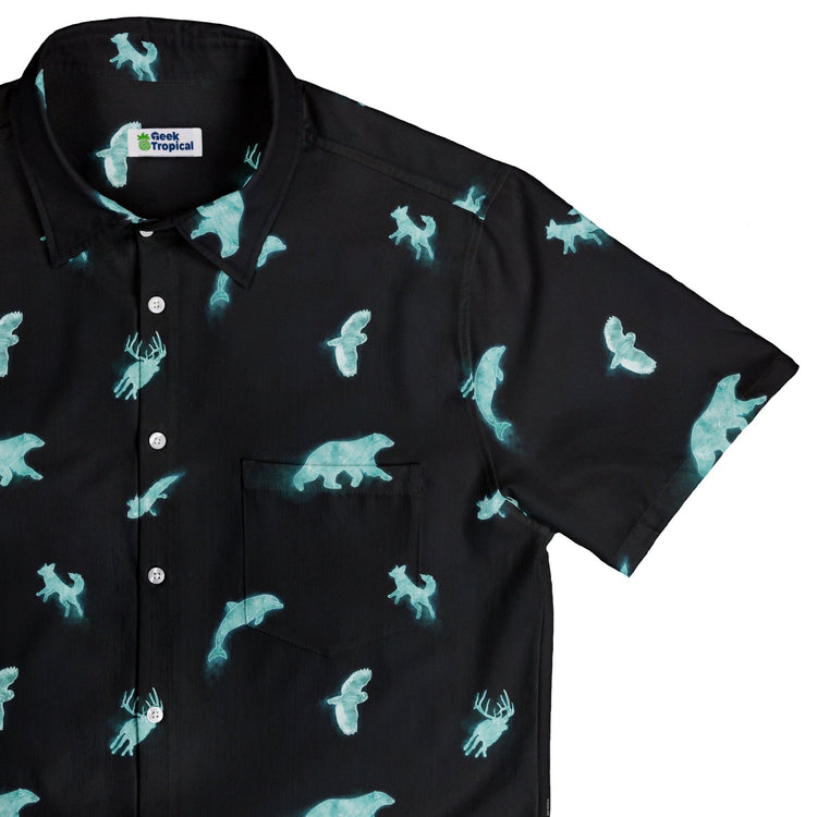 Spirit Animals Button Up Shirt Geek Nerd adult sizing animal patterns Designs by Nathan
