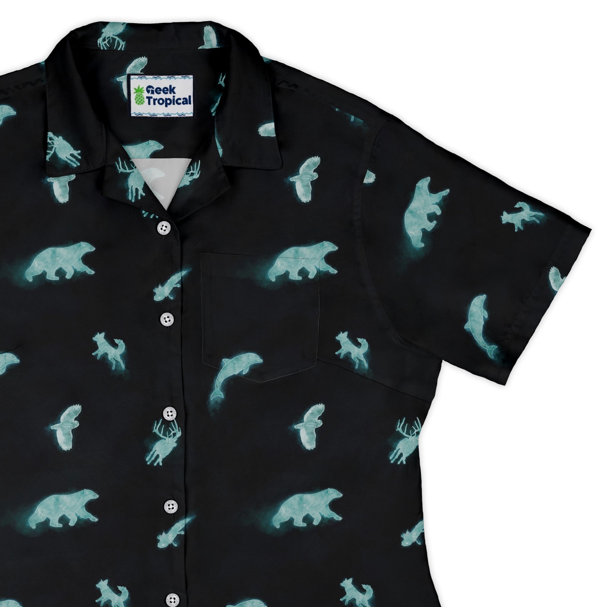 Spirit Animals Curvy Button Up Shirt Geek Nerd animal patterns Designs by Nathan q225