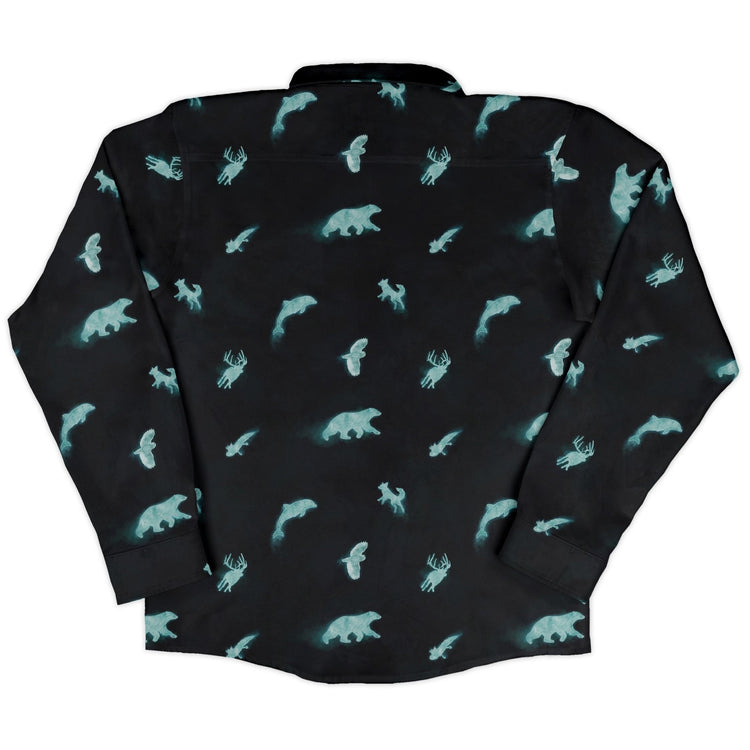 Spirit Animals Long Sleeve Button Up Shirt Geek Nerd adult sizing animal patterns Designs by Nathan
