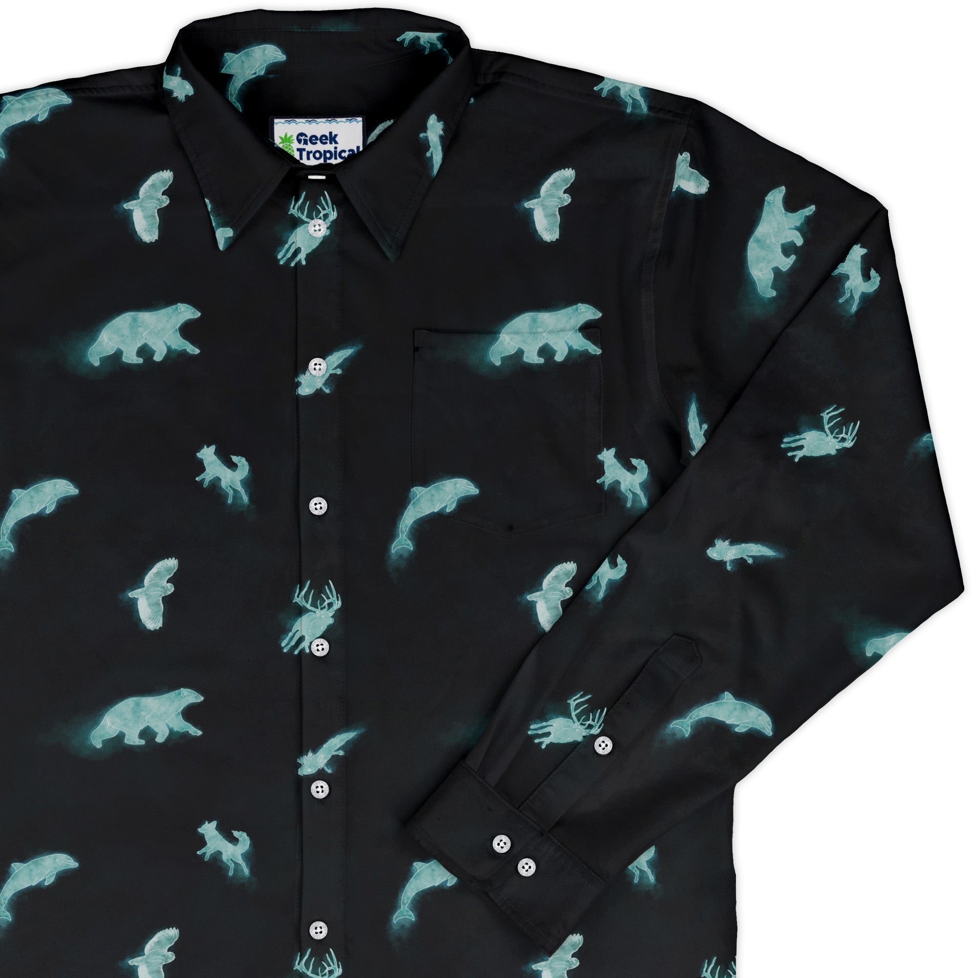 Spirit Animals Long Sleeve Button Up Shirt