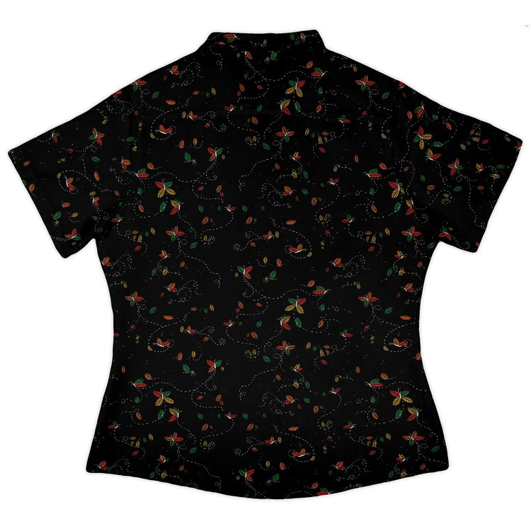 Spirit of the Season Curvy Button Up Shirt Geek Nerd 0925 All Adult Button Up Shirts Christmas Print