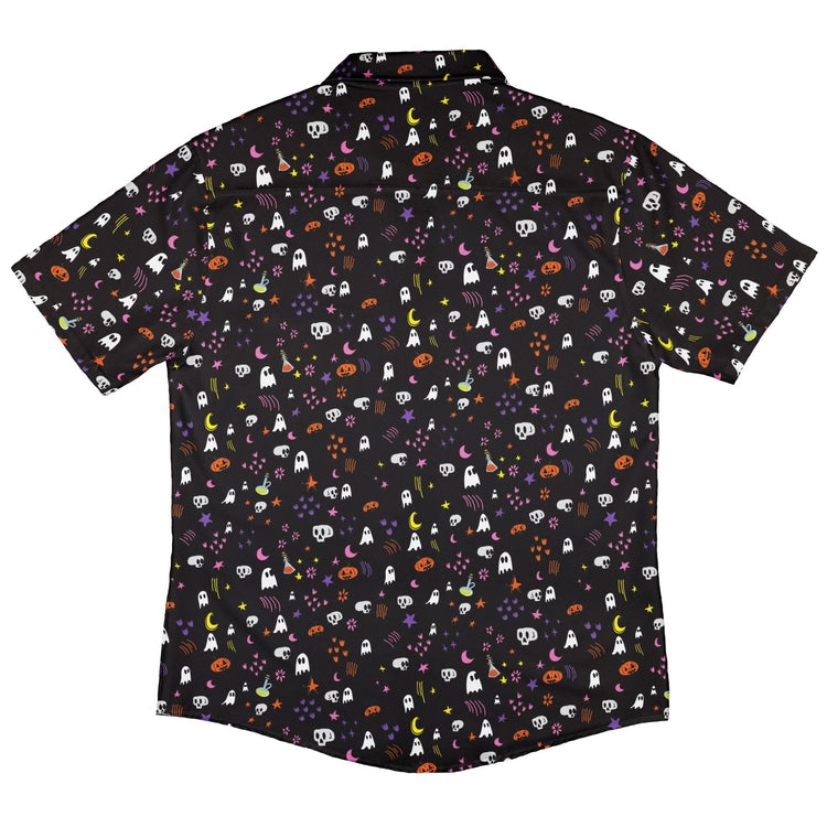 Spooky Doodles Button Up Shirt Geek Nerd 0925 adult sizing All Adult Button Up Shirts