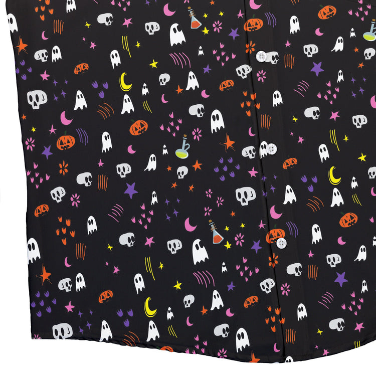 Spooky Doodles Button Up Shirt Geek Nerd 0925 adult sizing All Adult Button Up Shirts