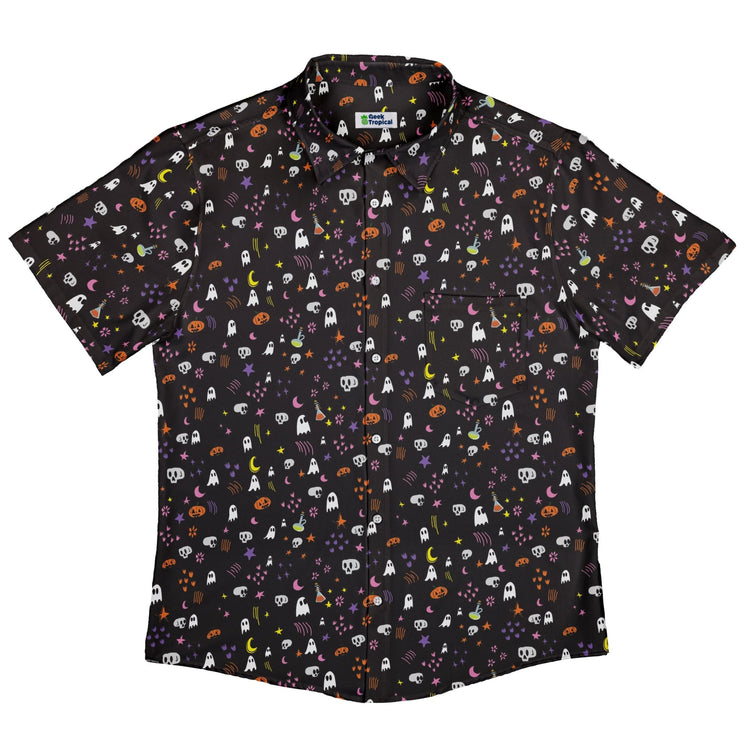 Spooky Doodles Button Up Shirt Geek Nerd 0925 adult sizing All Adult Button Up Shirts