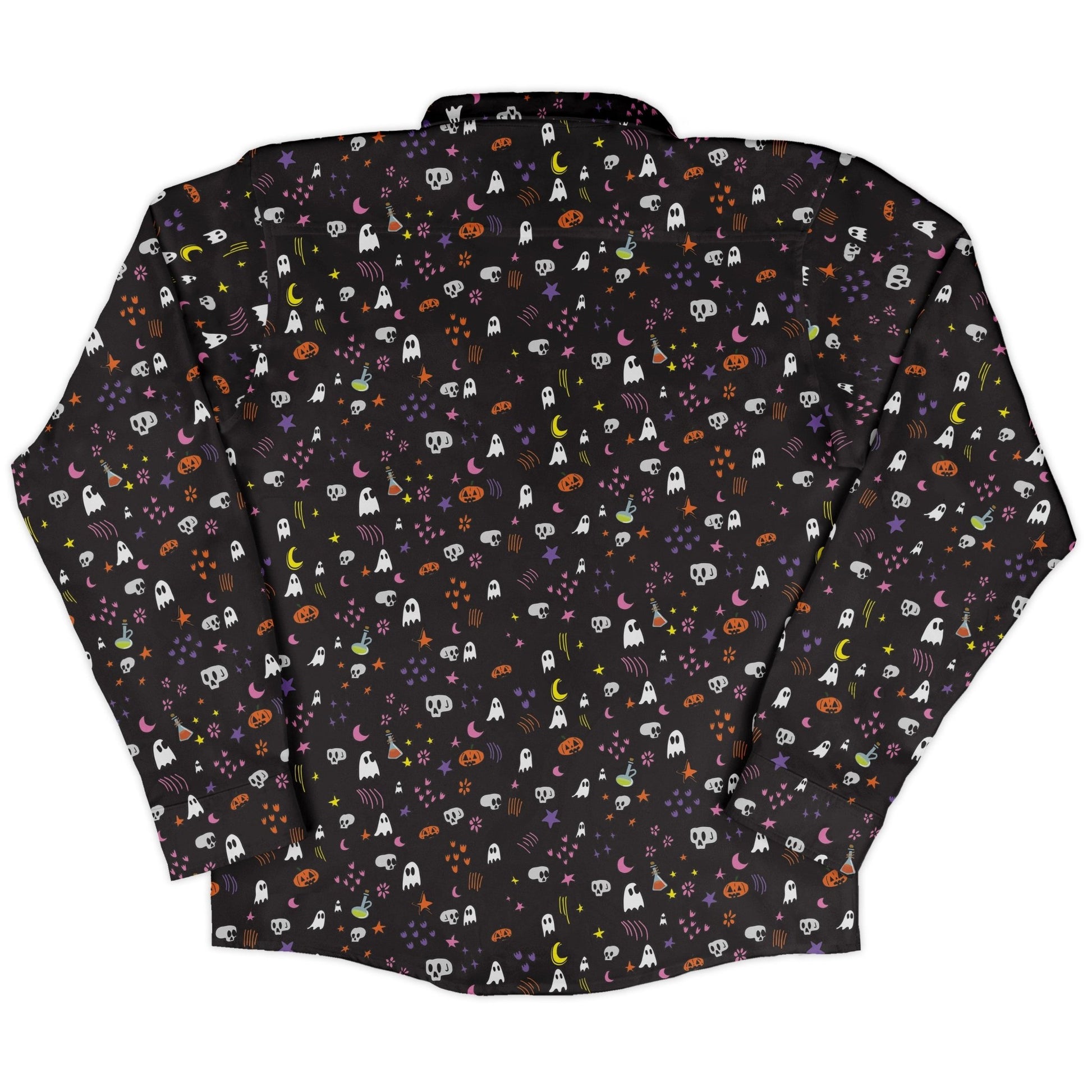 Spooky Doodles Long Sleeve Button Up Shirt Geek Nerd 0925 adult sizing All Adult Button Up Shirts