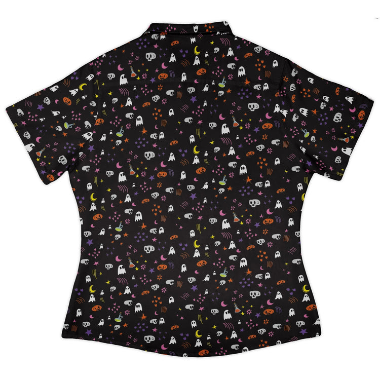 Spooky Doodles Curvy Button Up Shirt Geek Nerd 0925 All Adult Button Up Shirts Design by Heather Davenport