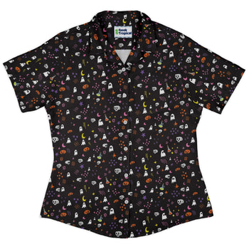 Spooky Doodles Curvy Button Up Shirt Geek Nerd 0925 All Adult Button Up Shirts Design by Heather Davenport