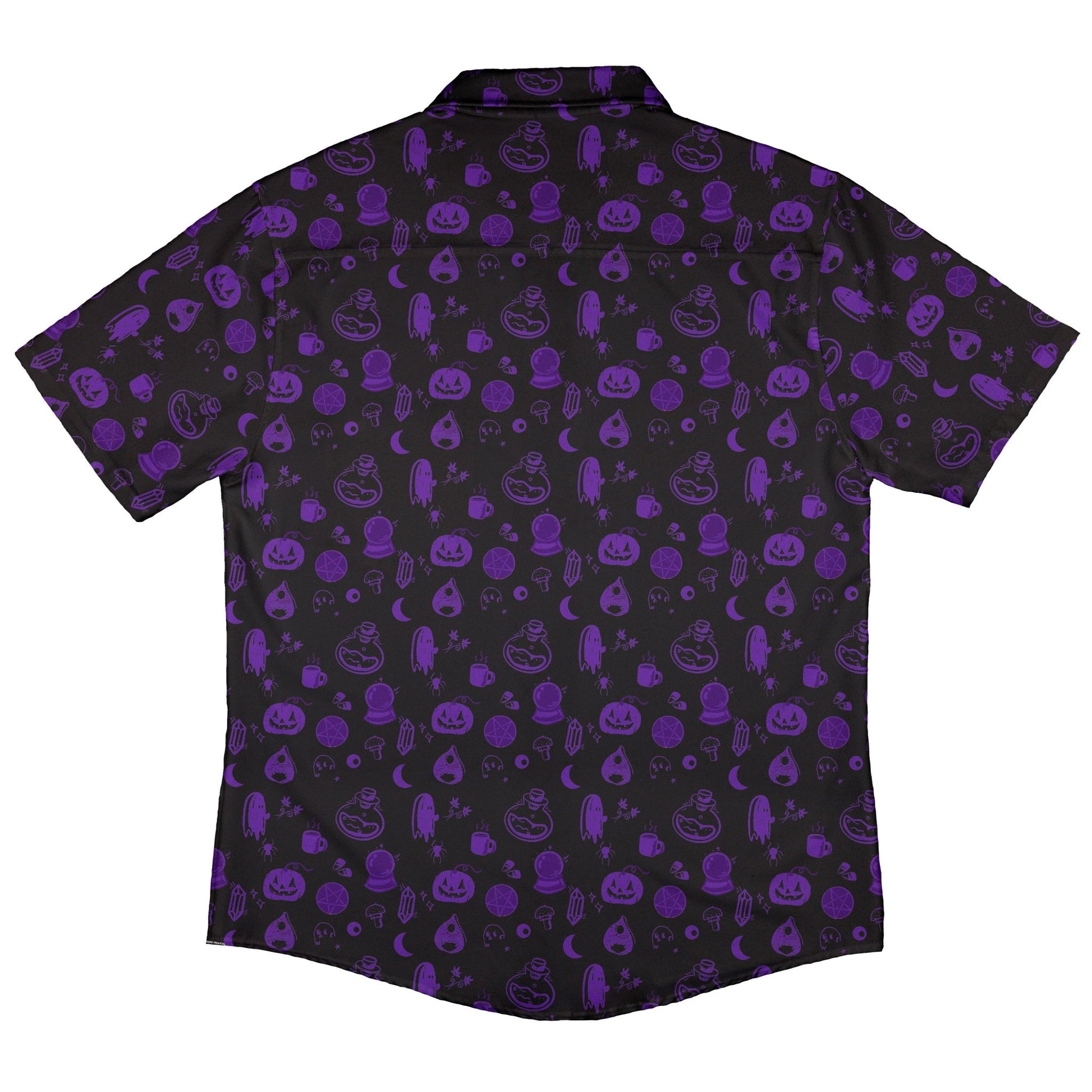 Spooky Halloween Purple Button Up Shirt Geek Nerd adult sizing Design by Heather Davenport halloween