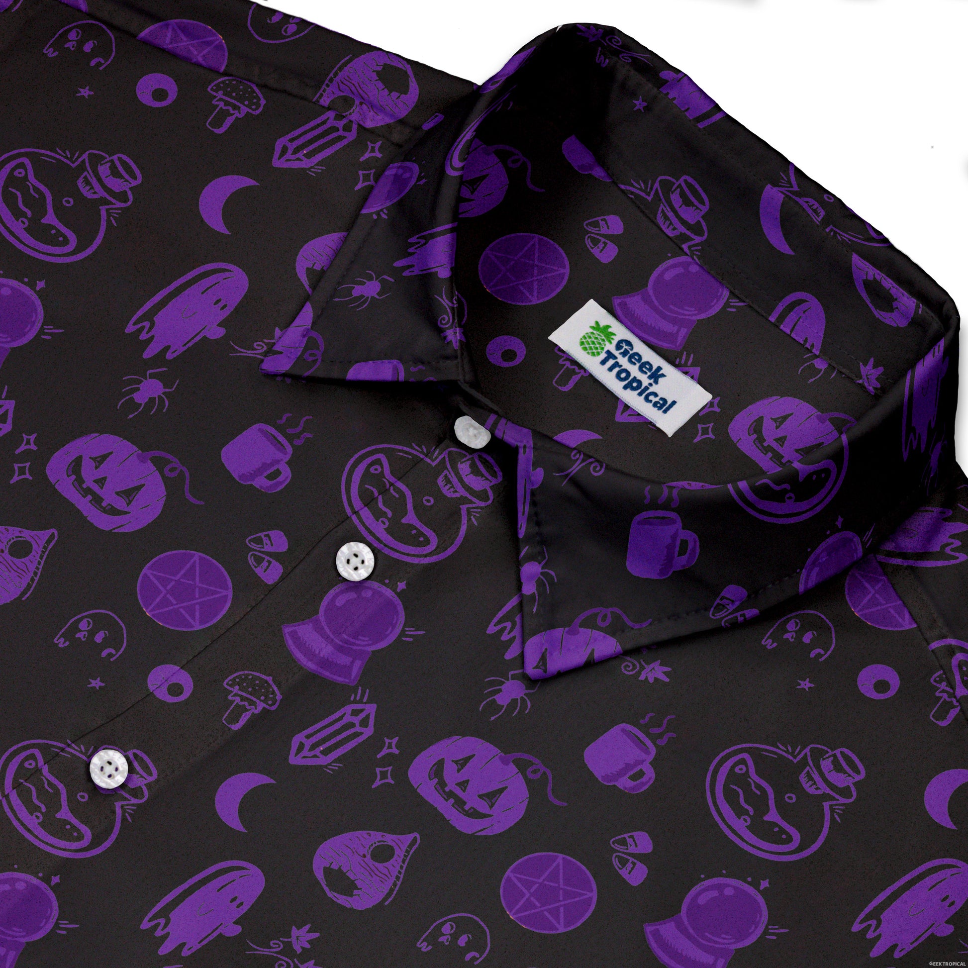 Spooky Halloween Purple Button Up Shirt