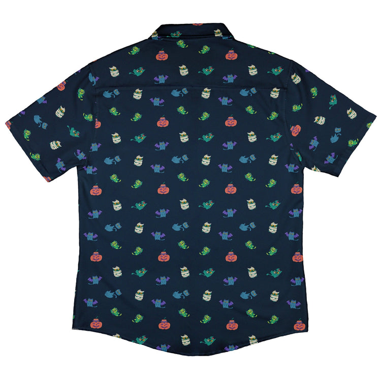 Spooky Exploding Kittens Button Up Shirt - adult sizing - Animal Patterns - board game print