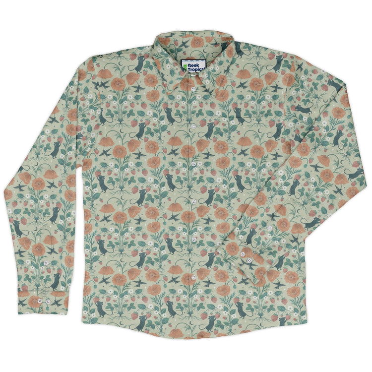 Spring Garden Long Sleeve Button Up Shirt Geek Nerd 0925 adult sizing All Adult Button Up Shirts
