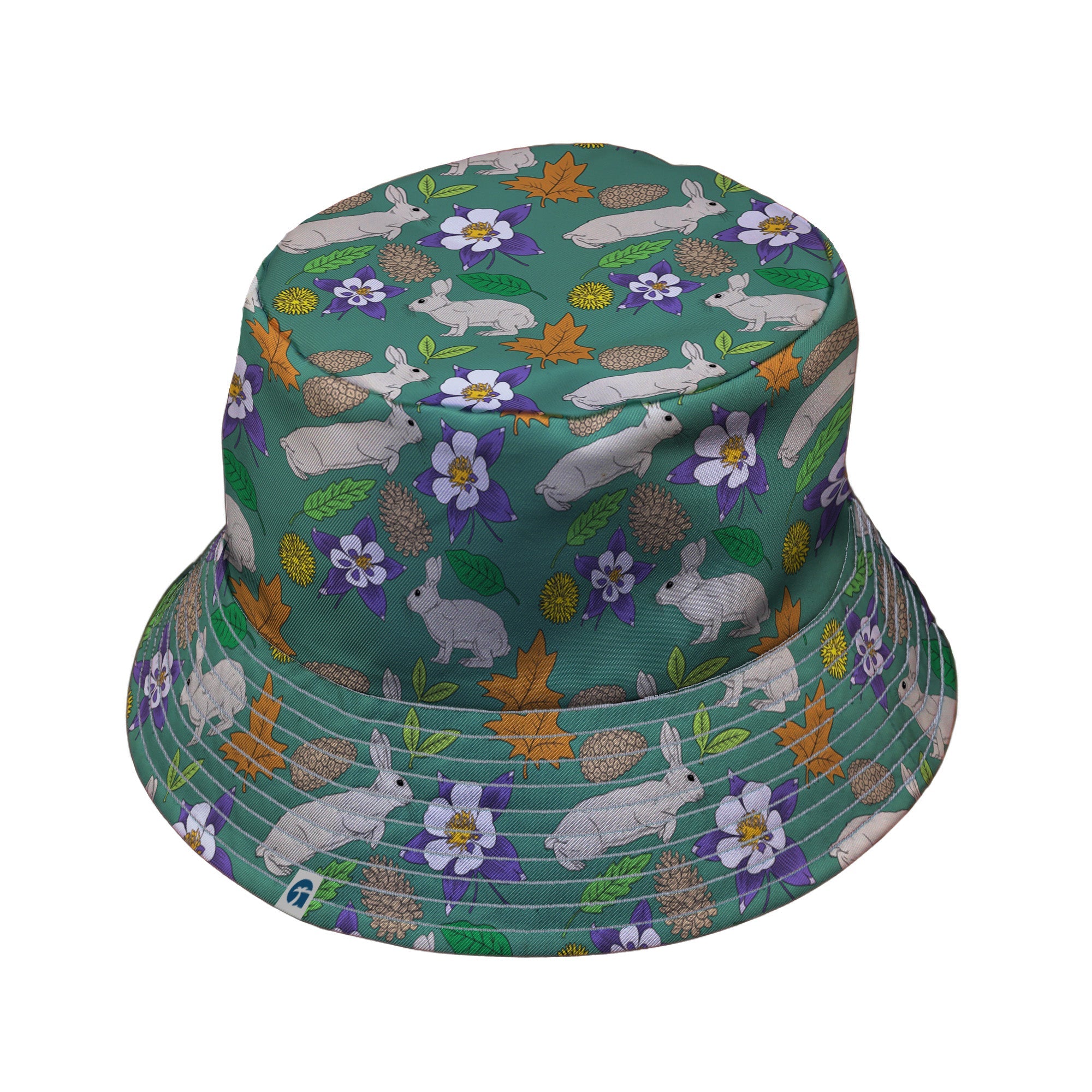 Spring Forest Green Bucket Hat Geek Nerd animal patterns botany print Design by Julie Kitzes