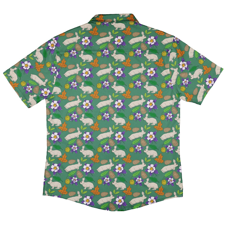 Spring Forest Green Button Up Shirt Geek Nerd adult sizing animal patterns botany print
