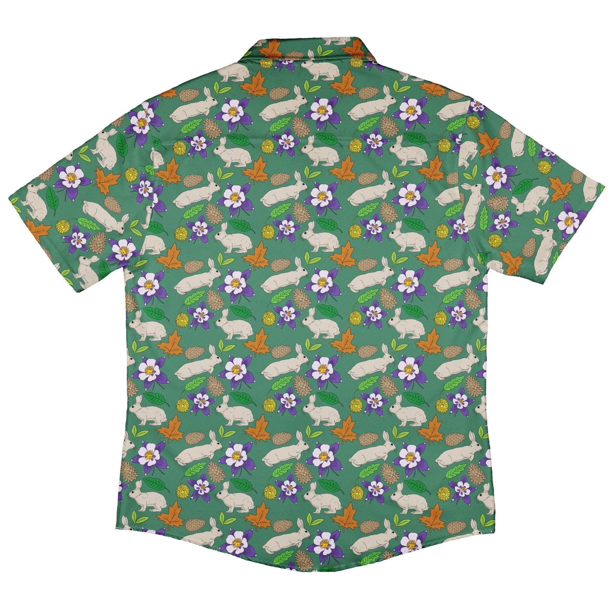 Spring Forest Green Button Up Shirt Geek Nerd adult sizing animal patterns botany print
